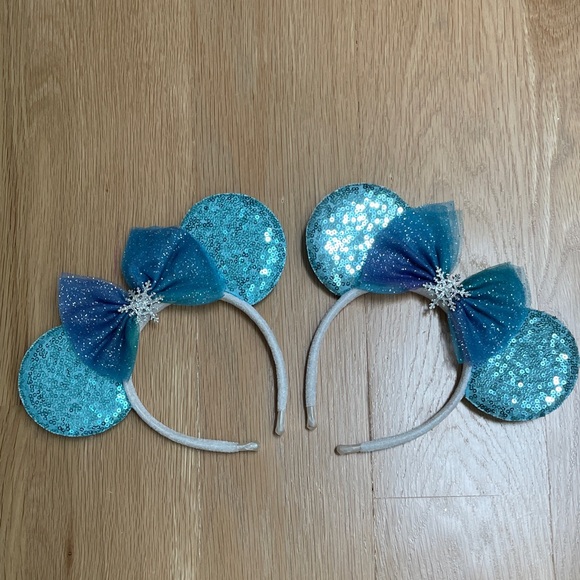 Sparkling Blue Mouse Ear Headbands - Picture 1 of 5